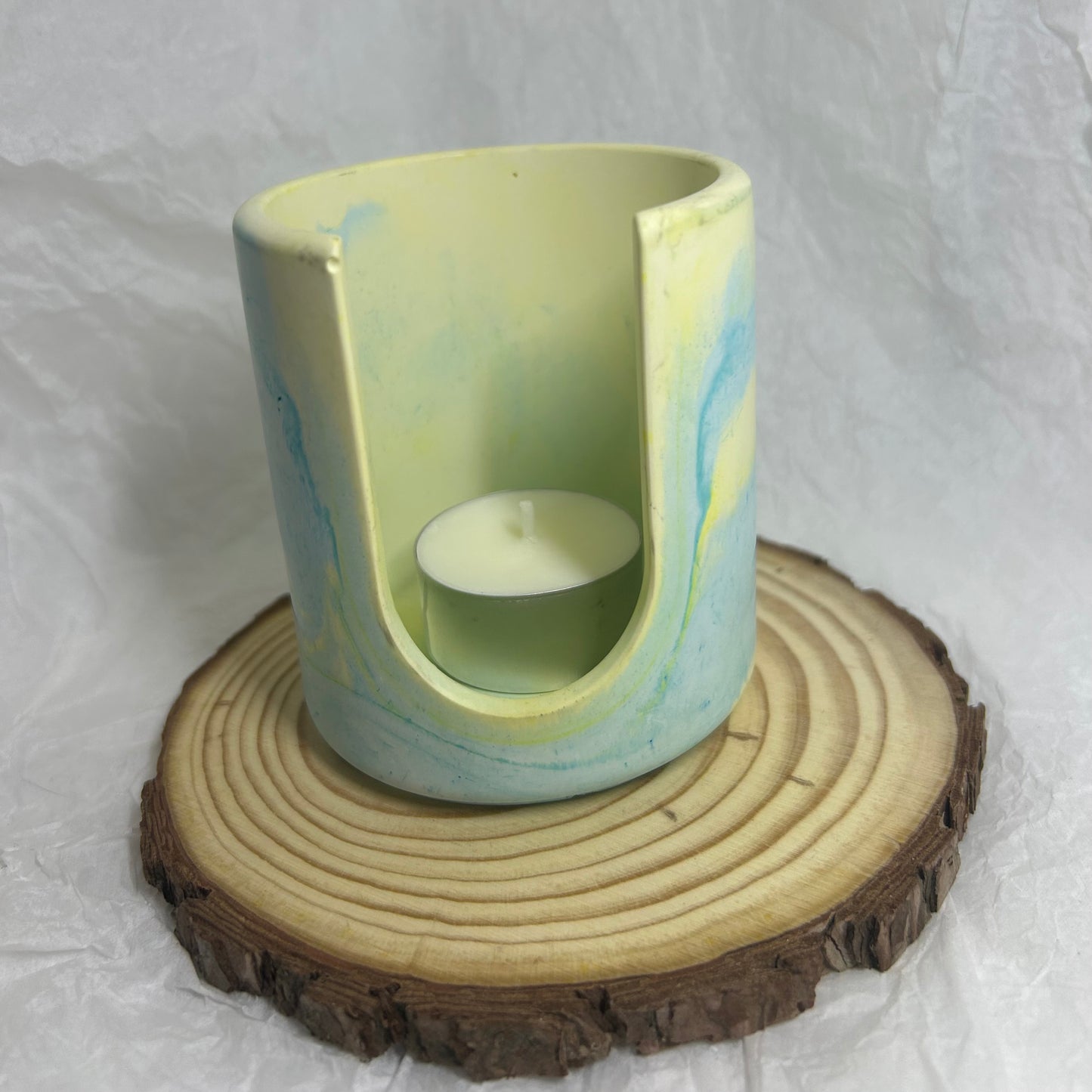 Quemador verde agua y amarillo